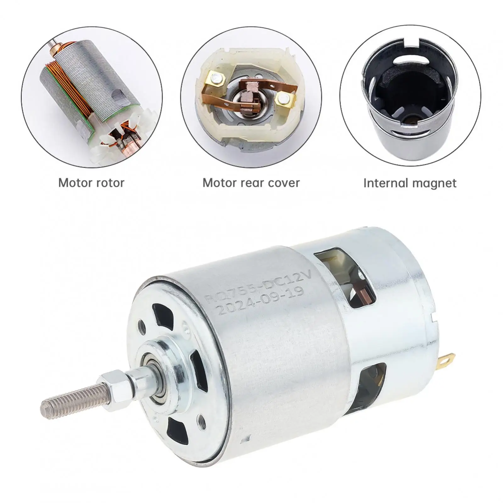 755 DC Motor 12V / 21V Grass Cutter Motor for Weed Trimmer /Cordless Weeder with Long Shaft, Lawn Mower Replaces Motor