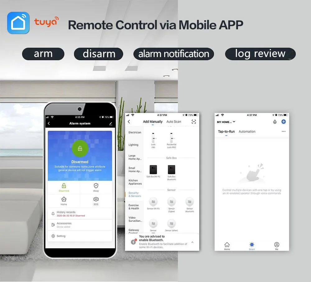 Wofea Tuya Smart Wifi GSM Alarm 103 Wireless 99 Zone Home Securitry Alarm System Smartlife APP Control Touch Keyboard LCD