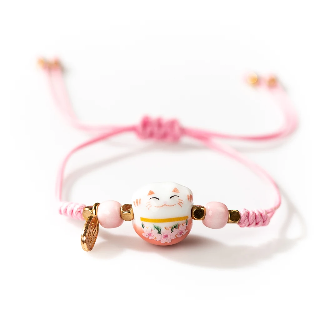 Hand-woven Ceramic Lucky Cat Bracelet For Women Mama Gift #MZ420