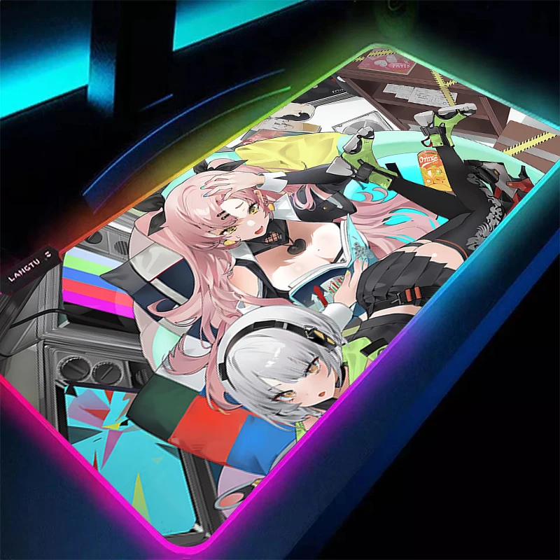 LED Mouse Pad Gaming Accessories Gabinete Gamer PC Computer Zenless Zone Zero Desk Mat RGB Keyboard Pad Nicole Demara Mousepad