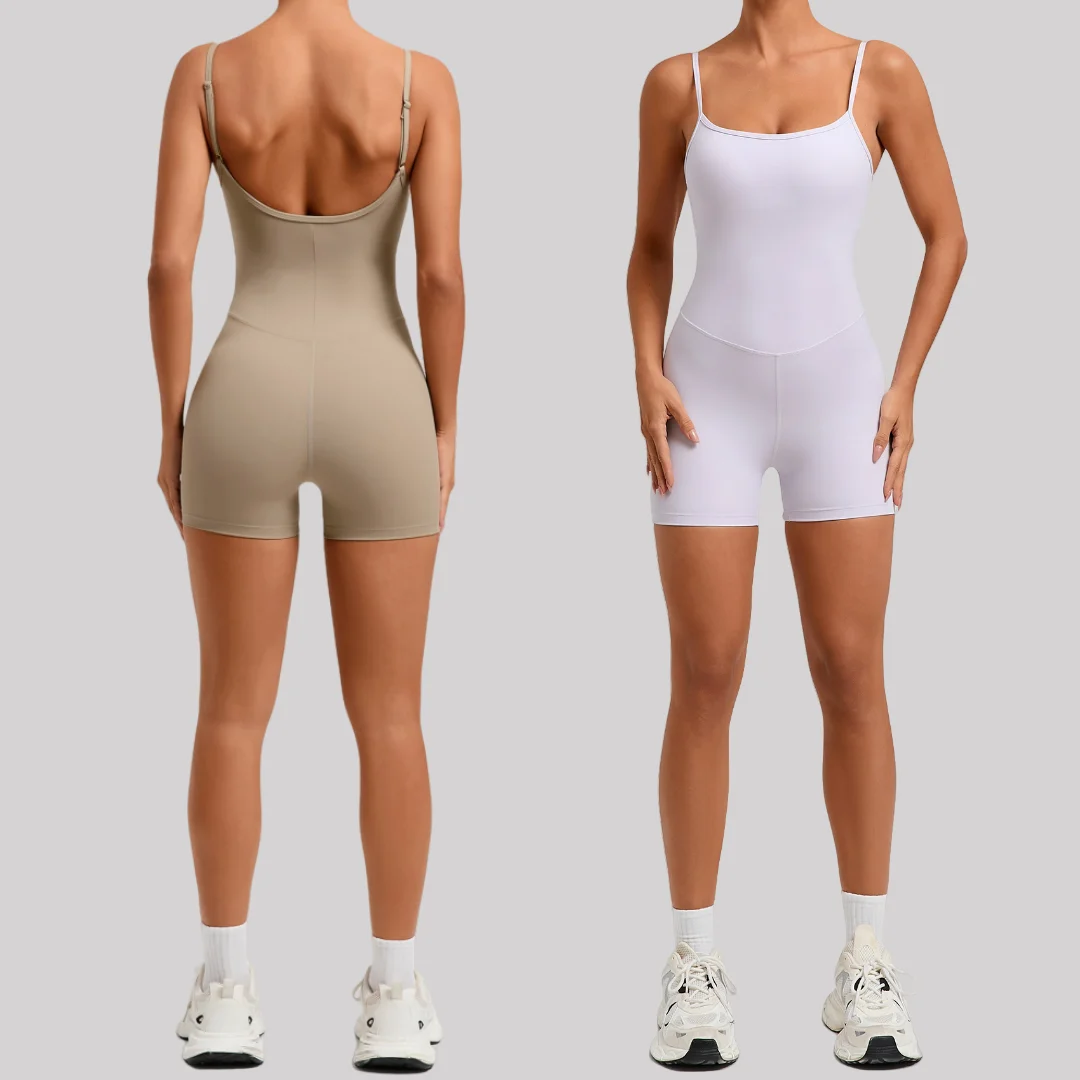 

Боди для йоги, спортивный фитнес-персиковый облегающий бедра с открытой спиной, регулируемый плечевой ремень, цельная одежда для тренировок, комбинезон для спортзала