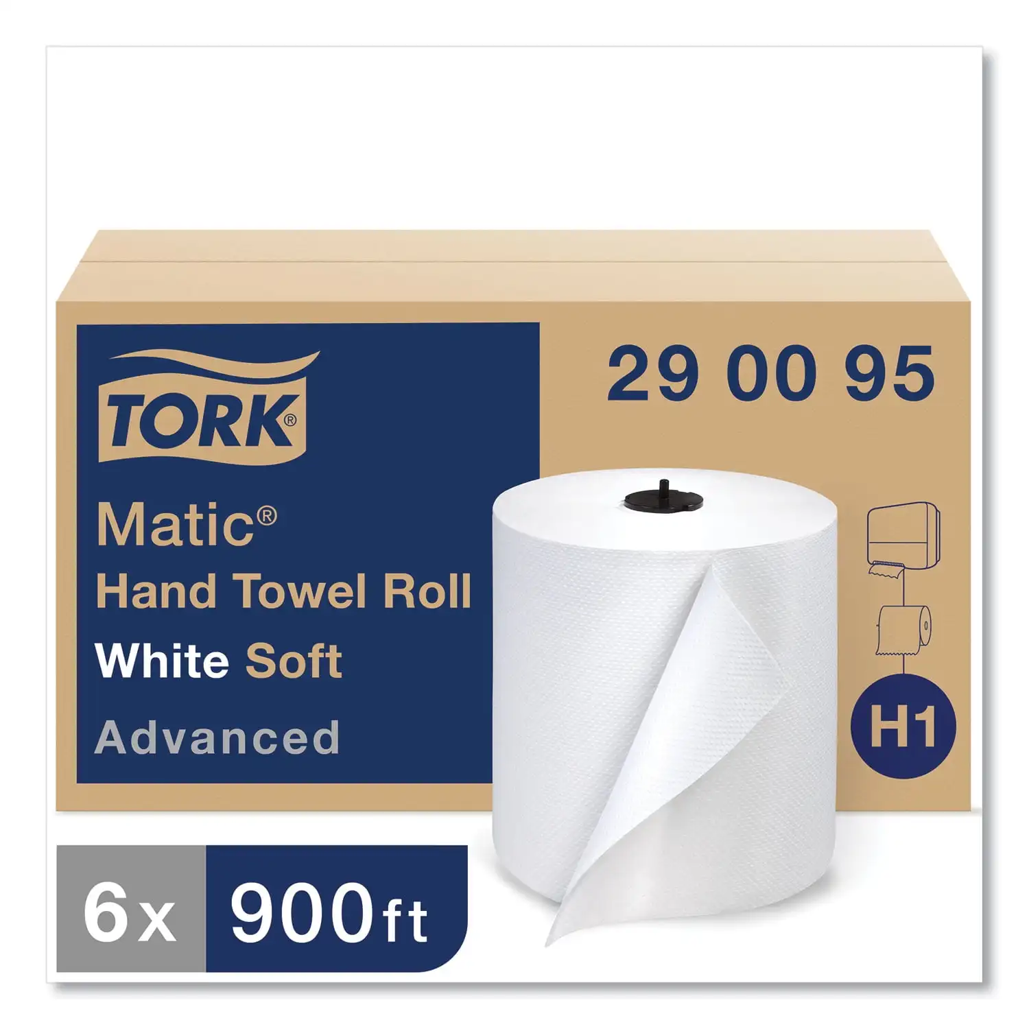Tork Advanced Matic Handtuchrolle, 7,7 x 900 Fuß, Weiß, 6 Rollen/Karton – Trk 290095