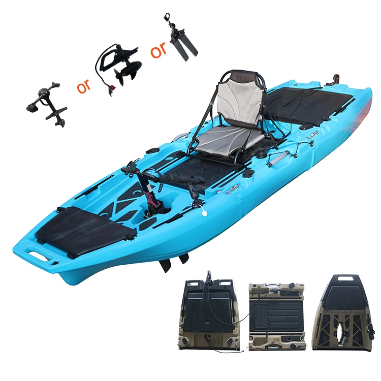 2025 New Factory Hot Sell Detachable Hull Fin Pedal Sit-On-Top Sea Fishing Kayak 1 Person Modular Live Fish Storage PE Material
