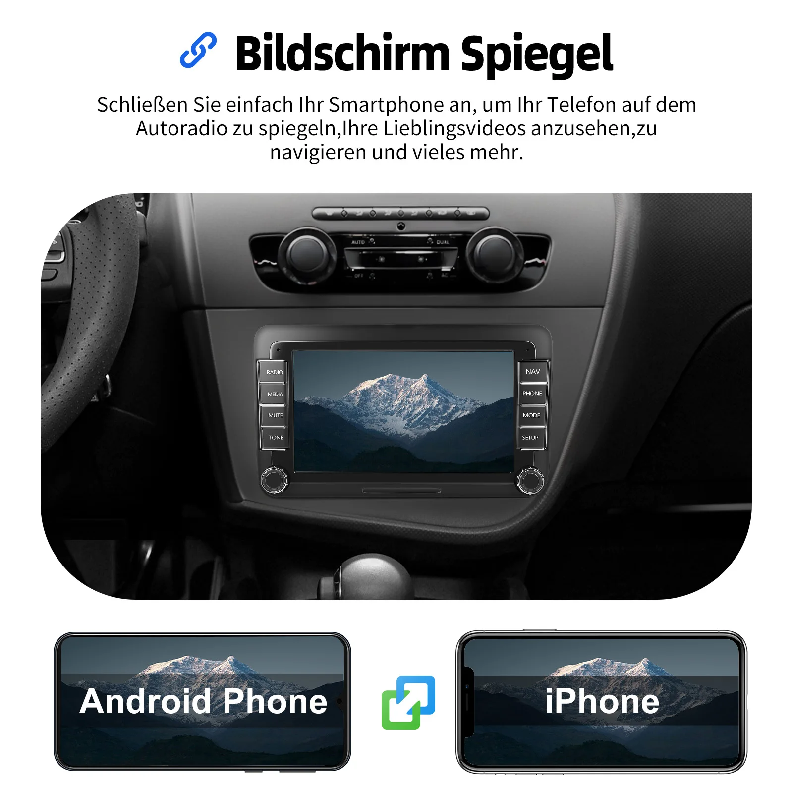 ESSGOO 7'' 32/64GB Android 15 Für Seat Leon 1P1 05-11 Touchscreen GPS Navi WIFI RDS Kabelloses Carplay Android Auto AI Sprachsteuerung Headunit – Detail 10