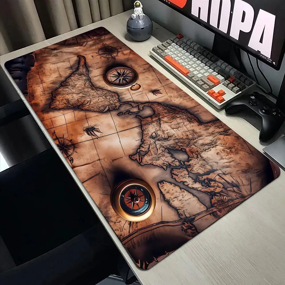 Vintage Nautical Map Mouse Pad Large Gaming Office Mousepad XXL Anti-slip Rubber Computer Soft Desk Mat HD Gamer Long Mousepads