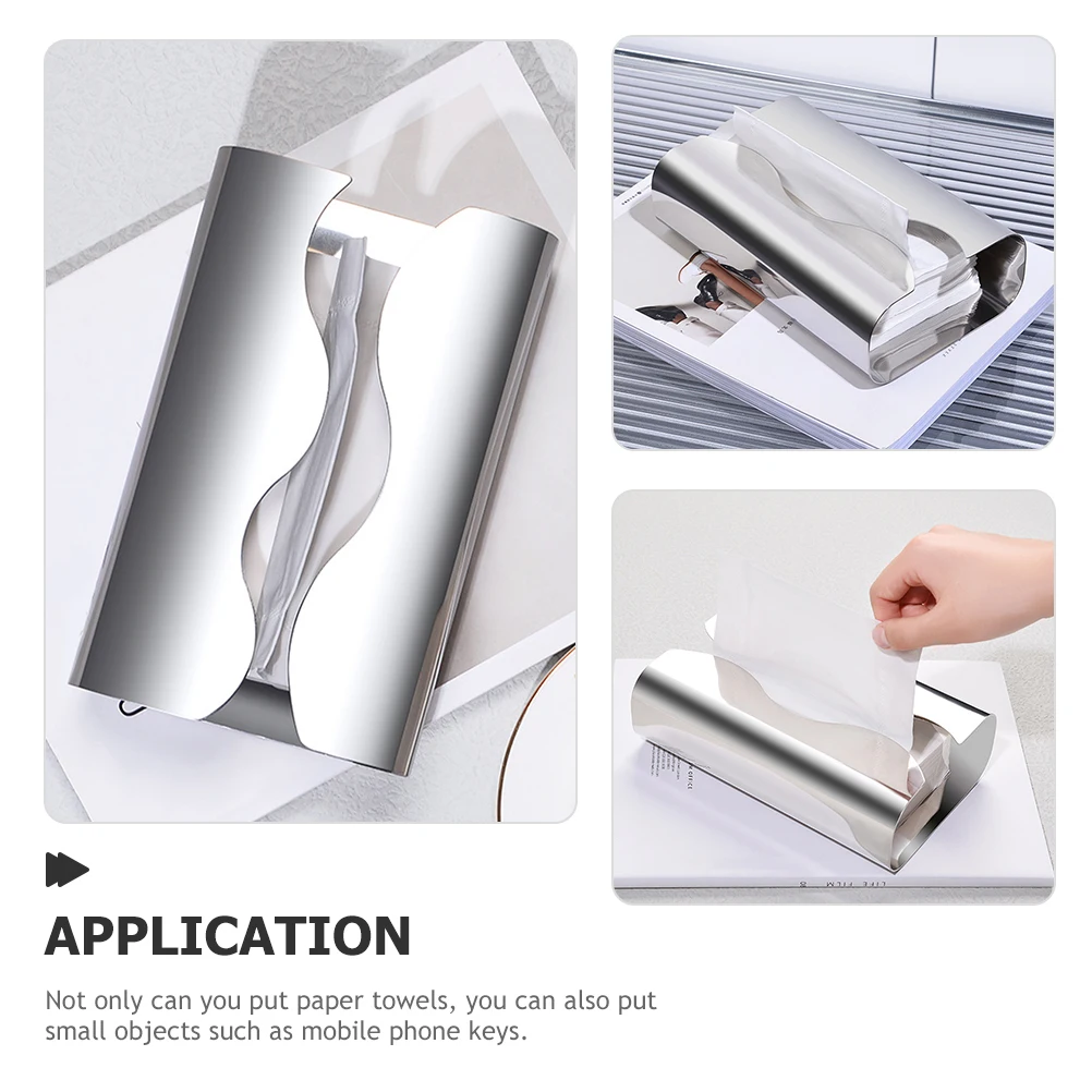 

Stainless Steel Tissue Box Bathroom Toilet Paper Holder Metal Dispenser Case Storage Design Practical Use Decor