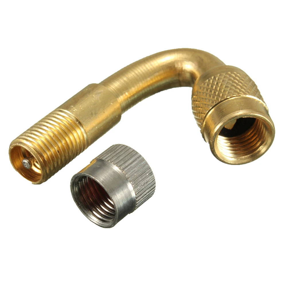 2x 45° Copper Tyre Valve Extension Adaptor Tire Stem Extender For Motorcycle Car Angle Bent Valve Adaptor Tyre Tube Valve Extens