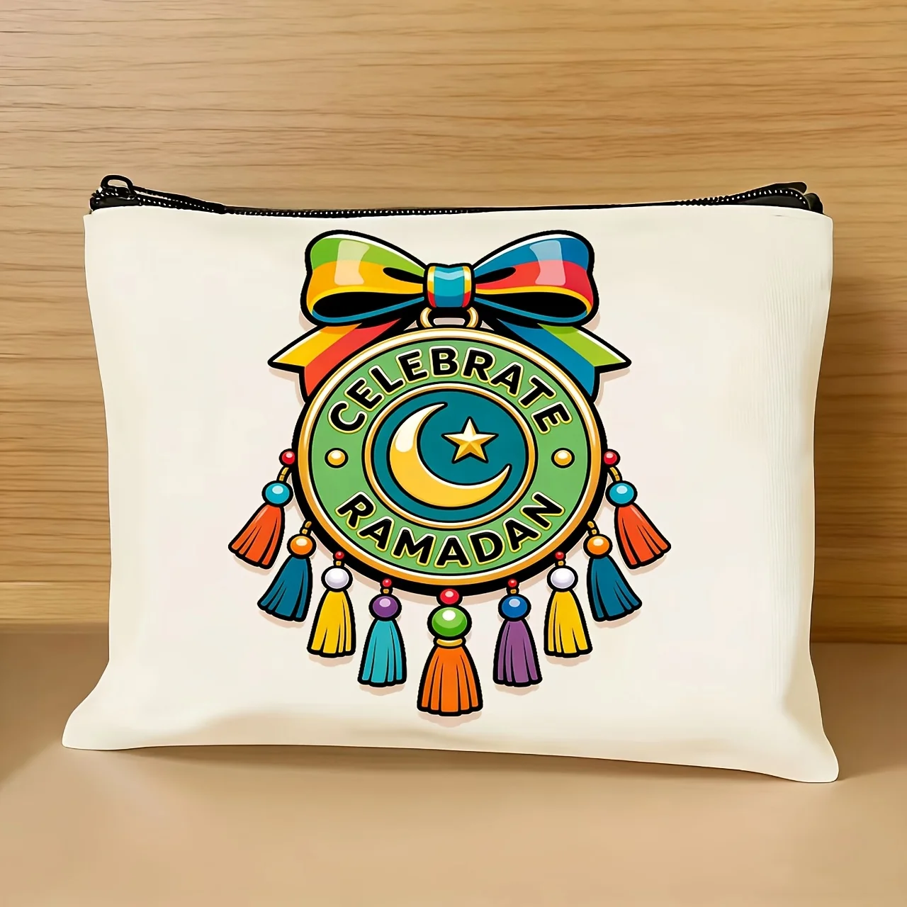 

Косметичка Ramadan Kareem с дизайном в виде лунных фонарей и звезд, застежка-молния, портативное решение для хранения.