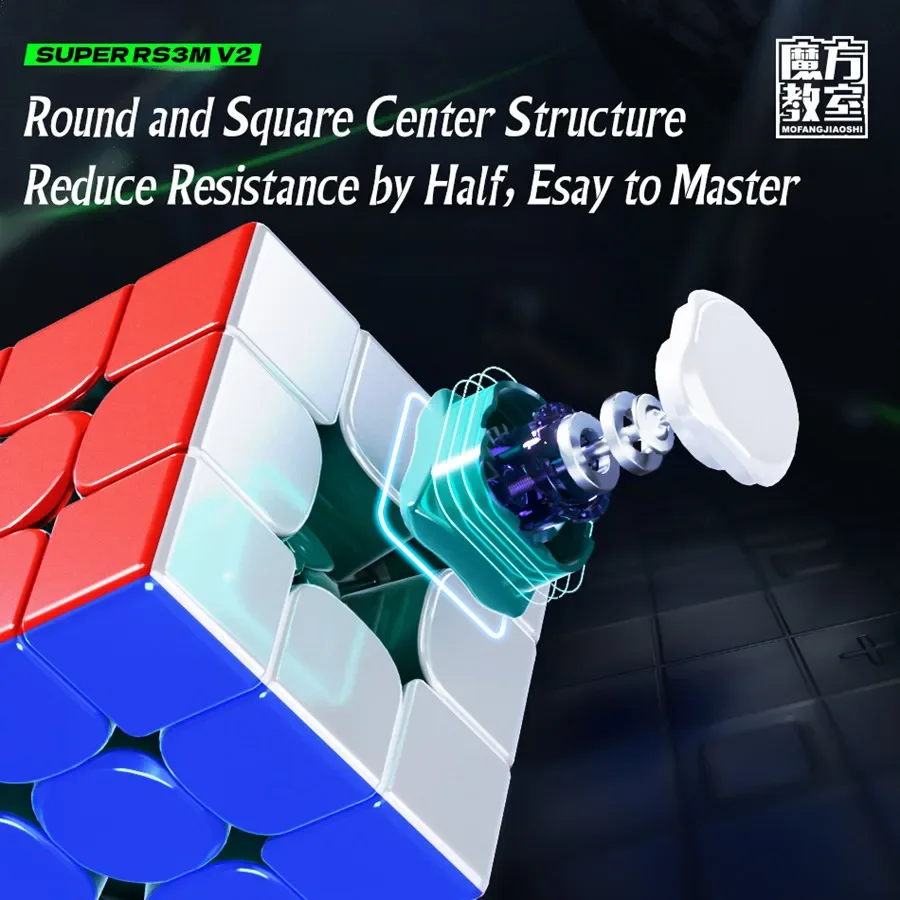Moyu 3x3 Cube Super RS3M V2 3x3x3 Cube Magnetic UV / MagLev UV / MagLev Ball Core UV Coated Version MFJS Cubo Magico Magic Cube