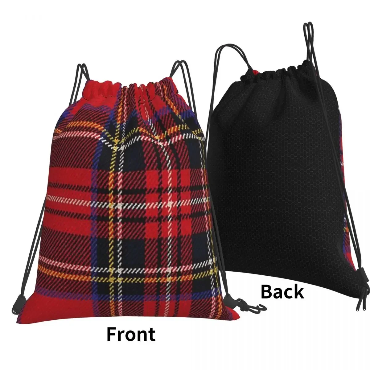 Traditional Royal Stewart Scottish Tartan Backpacks Multi-function Drawstring Bags Storage Bag Book Bags for Man Woman School