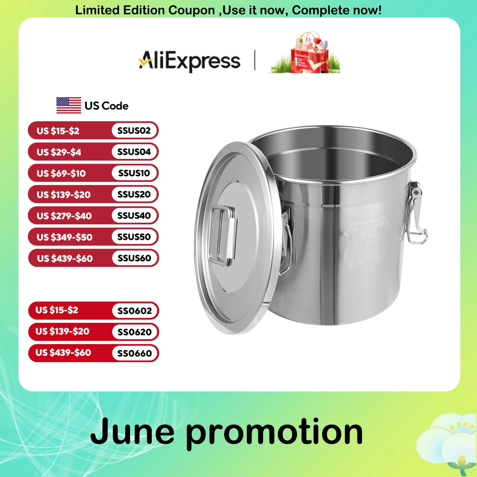 

12L Food Storage Containers Airtight Canister Stainless Steel Bucket Water Jug Kitchen Accessories