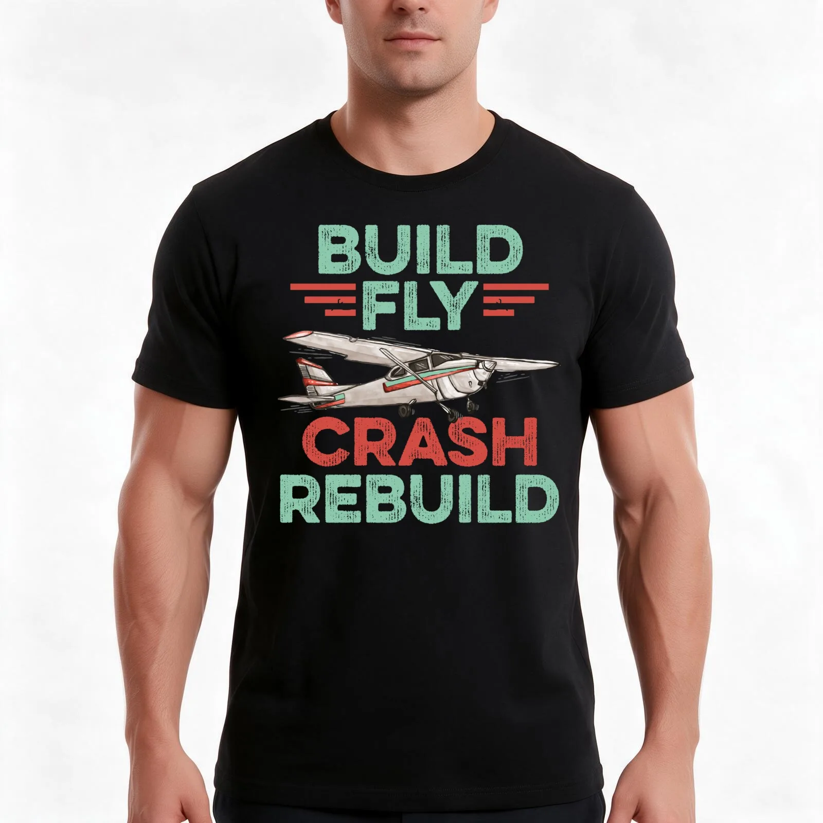 RC Plane Remote Controlled Model T-Shirt, Summer Casual Cotton Tee, Oversized Streetwear Tops, Vintage Graphic Print