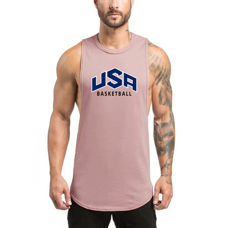 Summer Men Fitnes  Sport  Cotton Breathable Loose Casual Tank Tops Gym Bodybuilding Training Muscle Singlets Comfortable T-Shirt