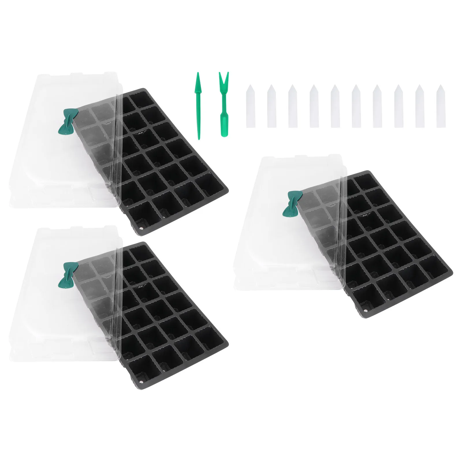

3Sets Seedling Tray Kit Plastic Sprouting Box Durable Germination Tray with Transparent Lid for Garden Planting and Microgreens