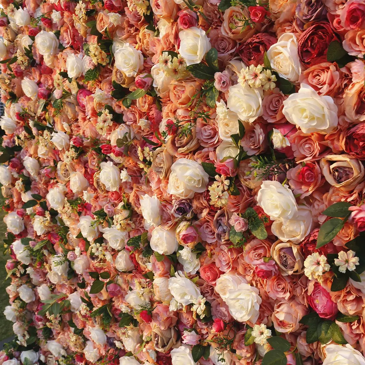 Outdoor Wedding Backdrop 3D Dried rose Curtain Cloth Flower Wall Rose Hydrangea Arrangement Floral Event Party Reception Props