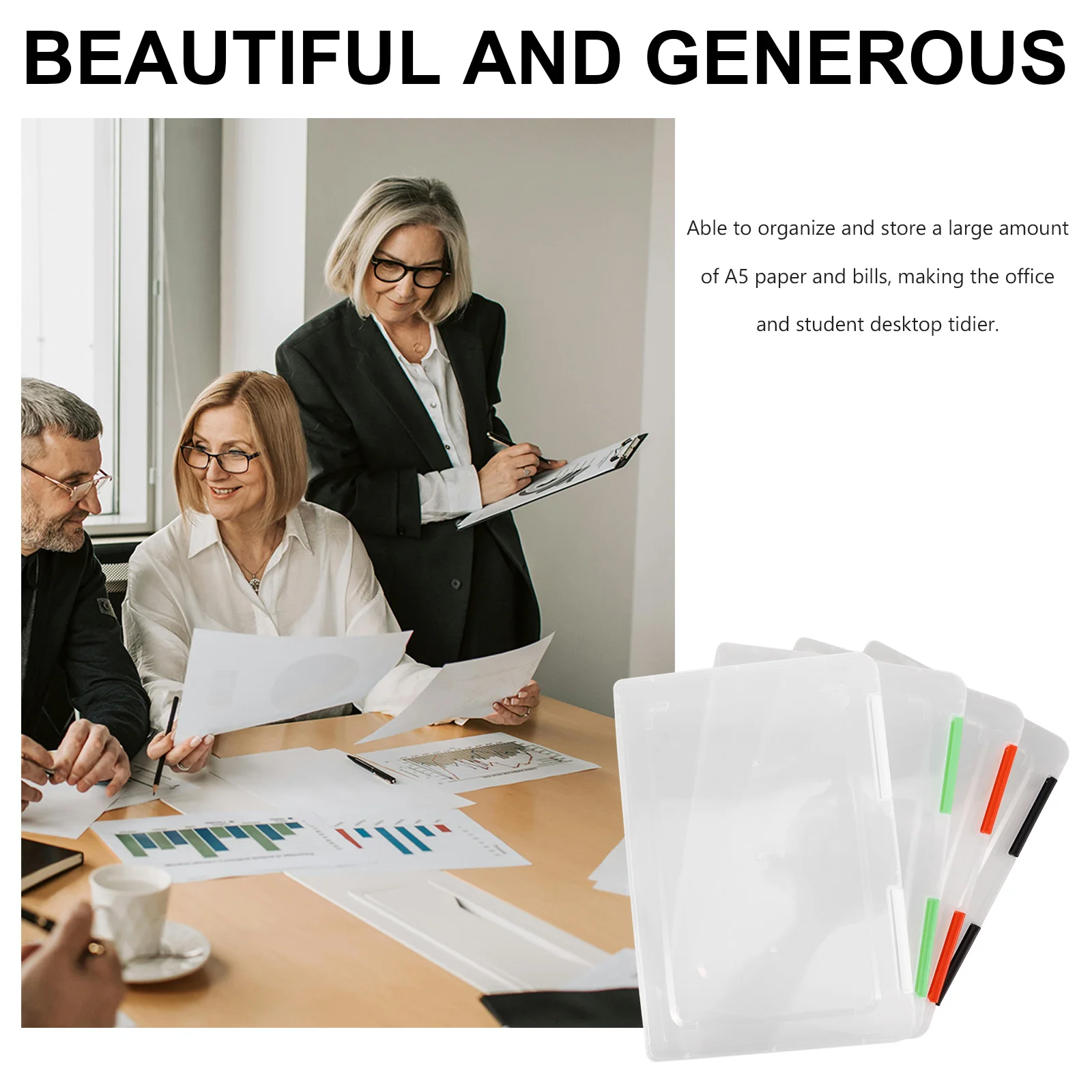 

4pcs Plastic A5 Paper Storage Box Transparent Document Organizer File Case For Photos Certificates Postcards Cards Storage