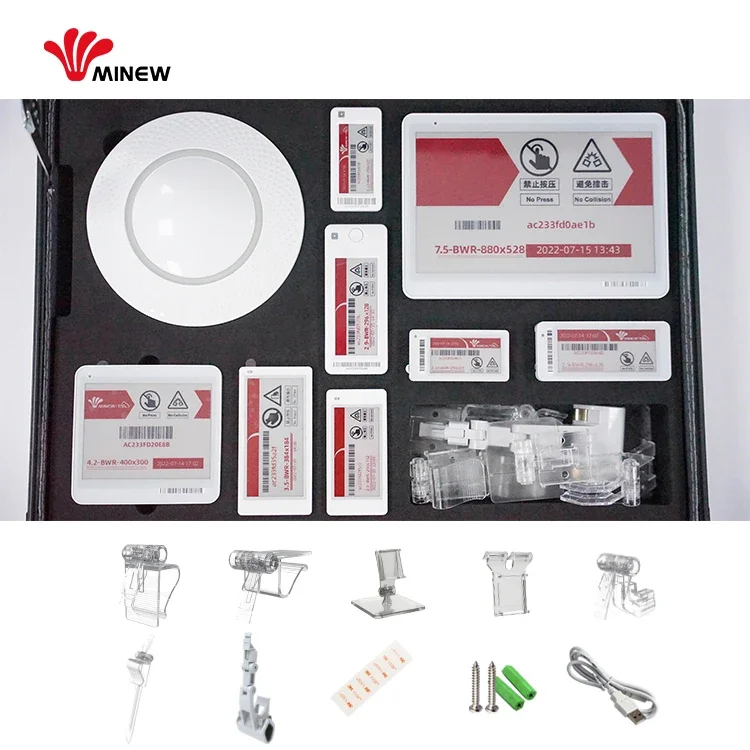 Kit Demo ESL Nirkabel Label Rak Elektronik Eink BLE 5.0 Label Harga Digital Toko Integrasi API Perangkat Lunak Aman ERP POS WMS
