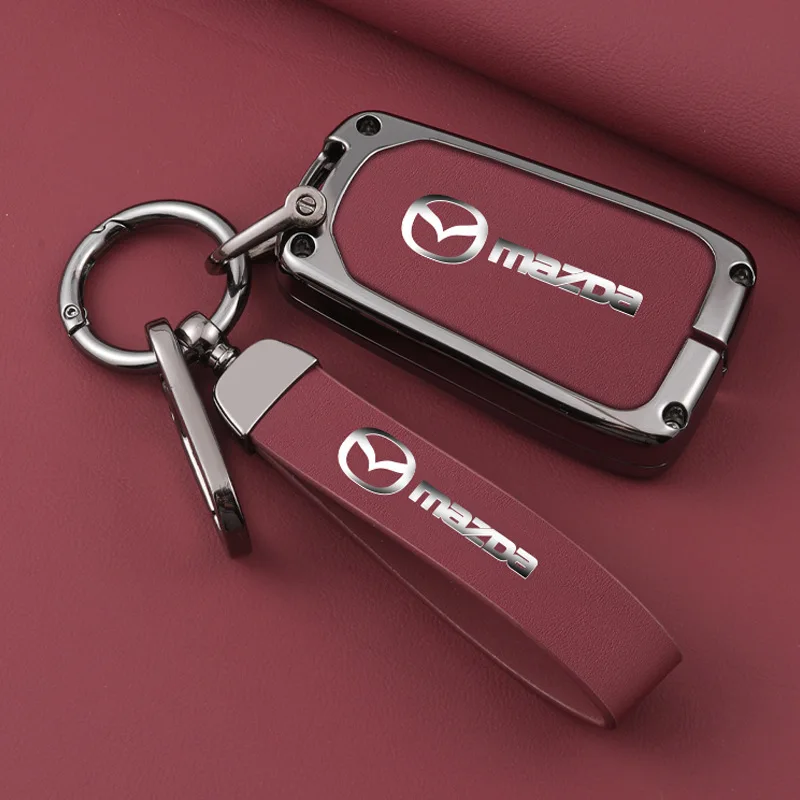 

Leather Car Key Cover Key Case Keychain For Mazda 3 5 6 SKYACTIV Axela Atenza CX4 CX30 CX5 CX8 CX9 MX5 RX7 BT50 Auto Accessories