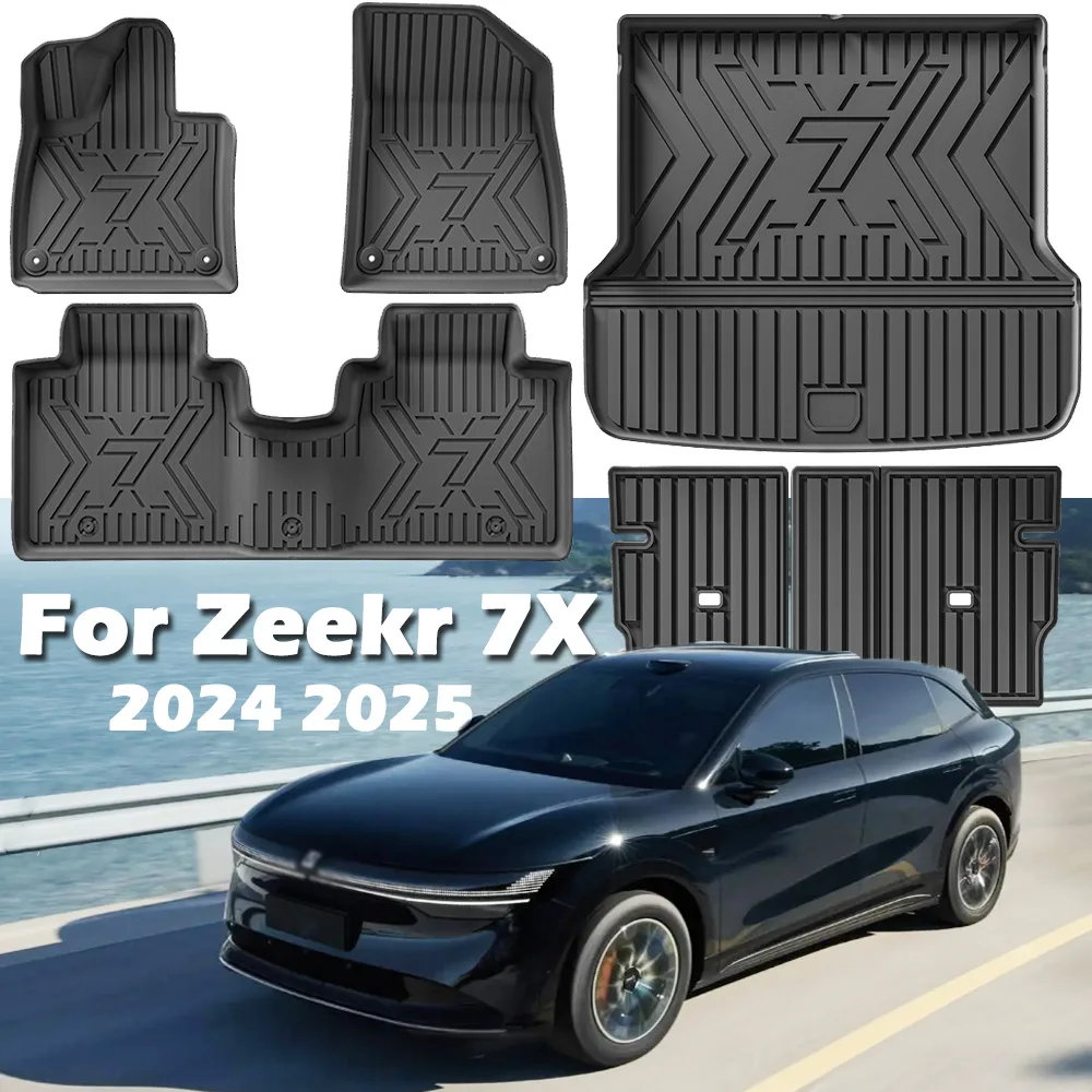 

Car Floor Mats for 5 Seats Zeekr 7X 2024 2025,All-Weather Cargo Liner Trunk Pad TPE Waterproof Accessories(Left Rudder)