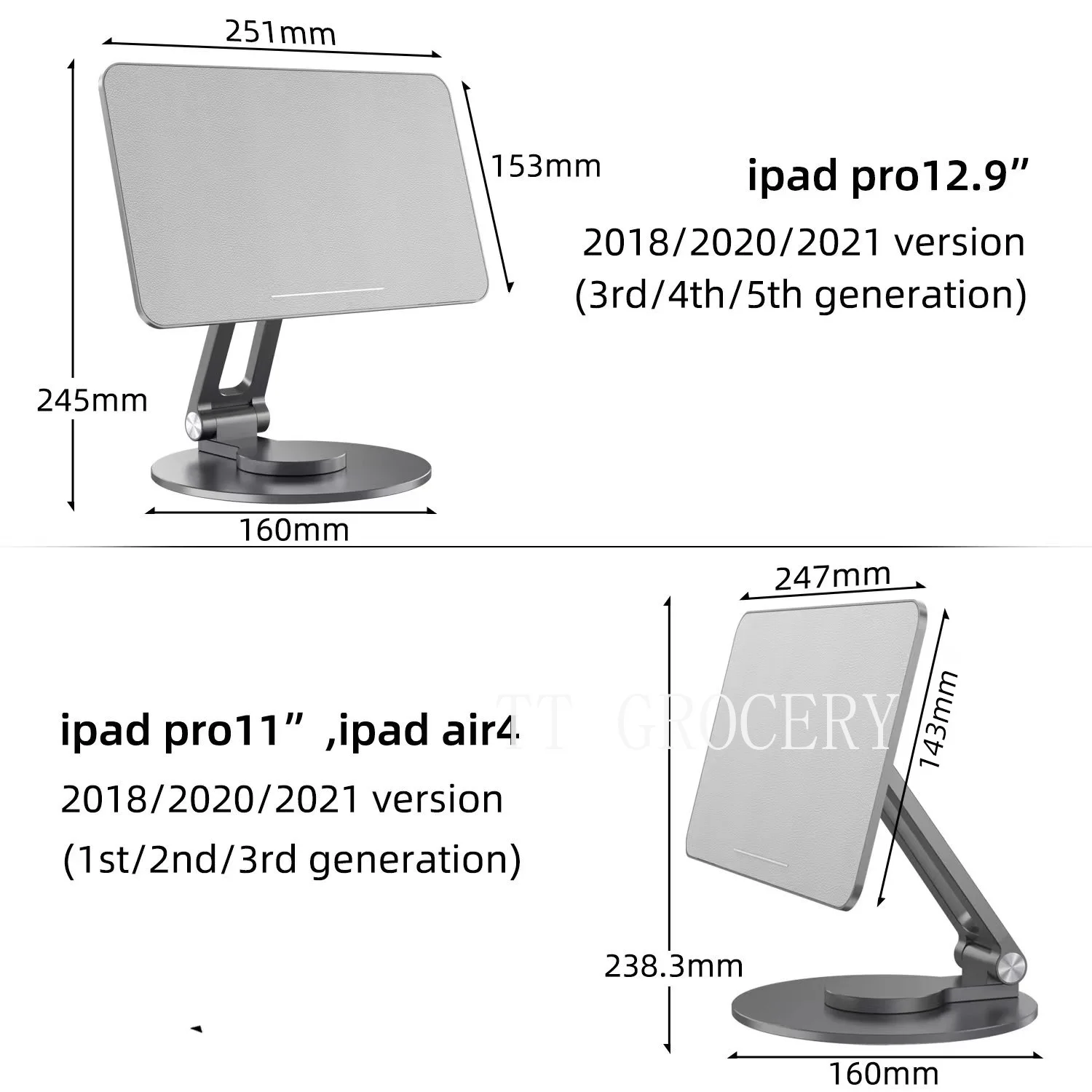 360 Rotating Tablet For Ipad Air4 Mini6 Pro 11 12.9 Inch Magnetic Bracket Folding Bracket Aluminum Alloy Bracket
