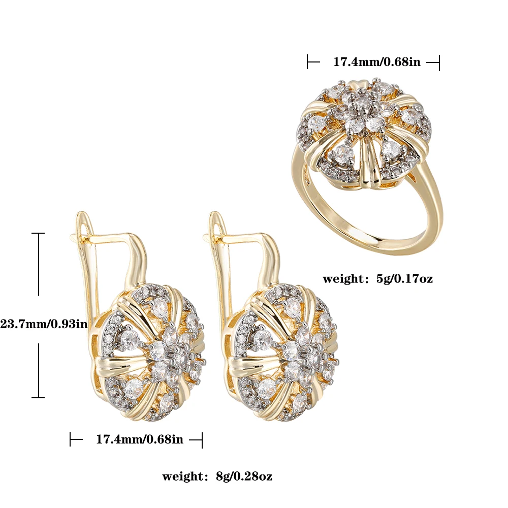 Zircon Inlaid Cross Design Earrings & Ring Set