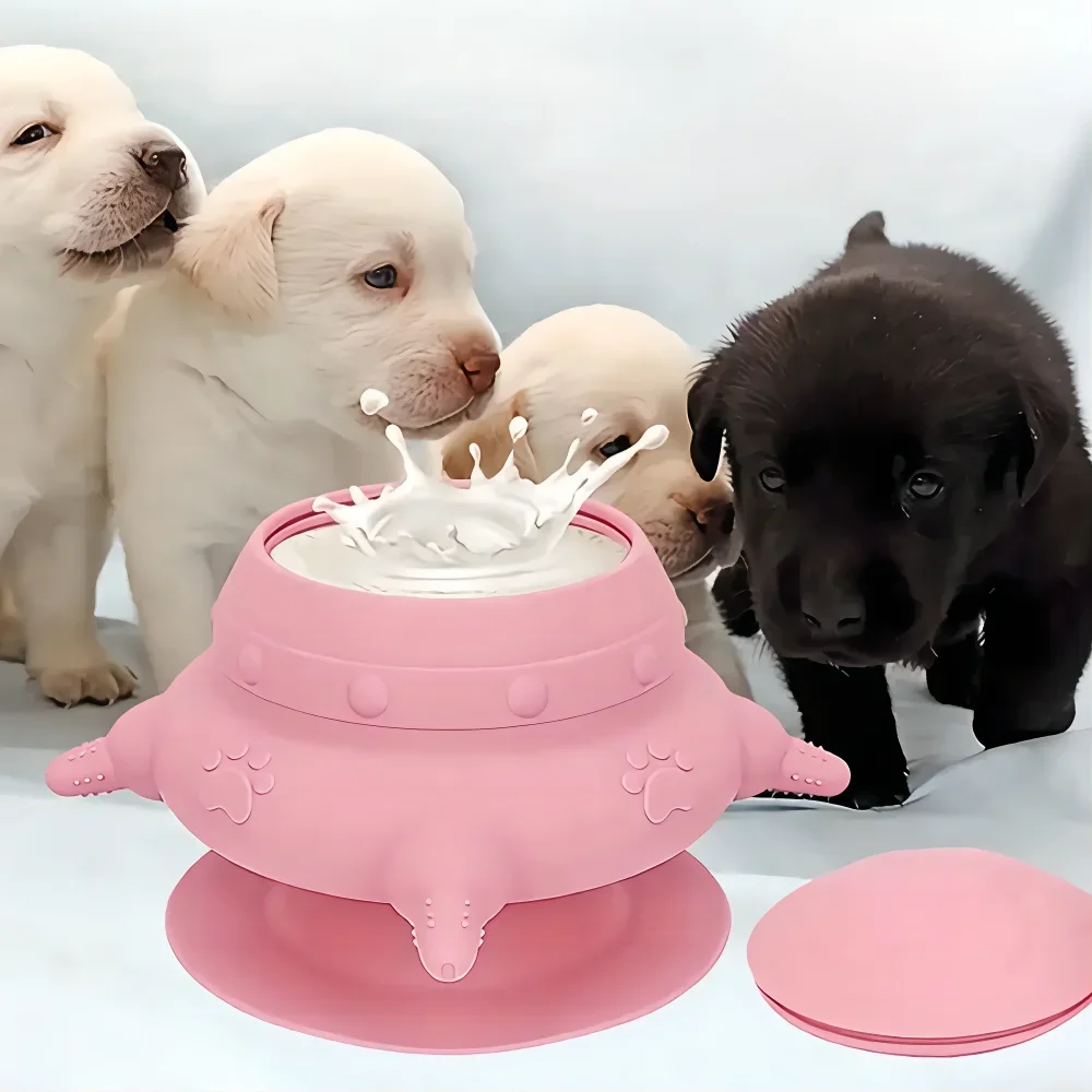 

240ml Silicone Puppy Milk Feeder Bowl With 4 Teats Puppy Bottles Feeding Station Pet Breastfeeder For Feeding Kittens