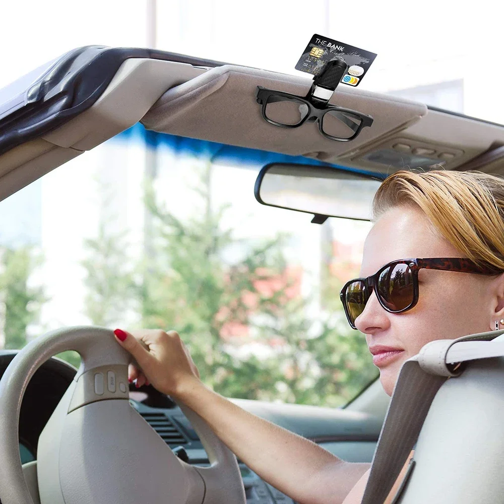 Car Sunglasses Frame Carbon Fiber Bills Glasses Clip Multi Function In Car Creative Eye Box Card Double Headed Clip On Board