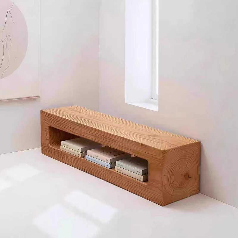 Simple and modern multi-functional solid wood storage benches and stools can be colored, suitable for small apartment corridors