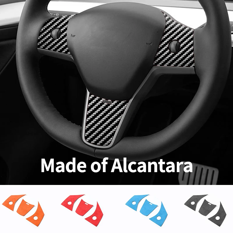 

For Tesla Model 3 (2019-2022)/Model Y (2019-) Car Steering Wheel Trim Sticker Anti Scratch Carbon Fiber Interior Accessories