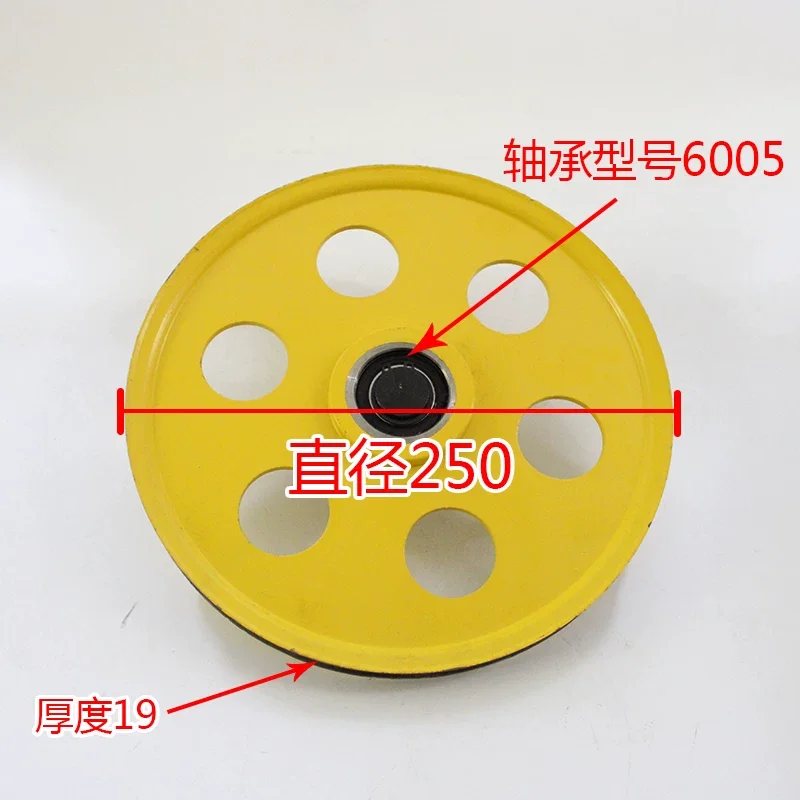Elevator Tension Pulley 250*19*6005 Tensioning Device Wheel Speed Limiter Rope Break Pulley Accessories