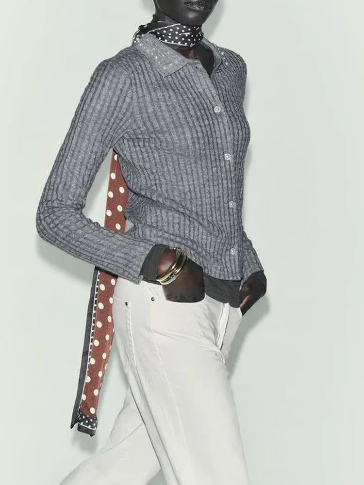 

Европейский и американский стиль, осенняя новая мода, простая женская одежда, дизайн, ювелирный воротник, индивидуальный вязаный жакет