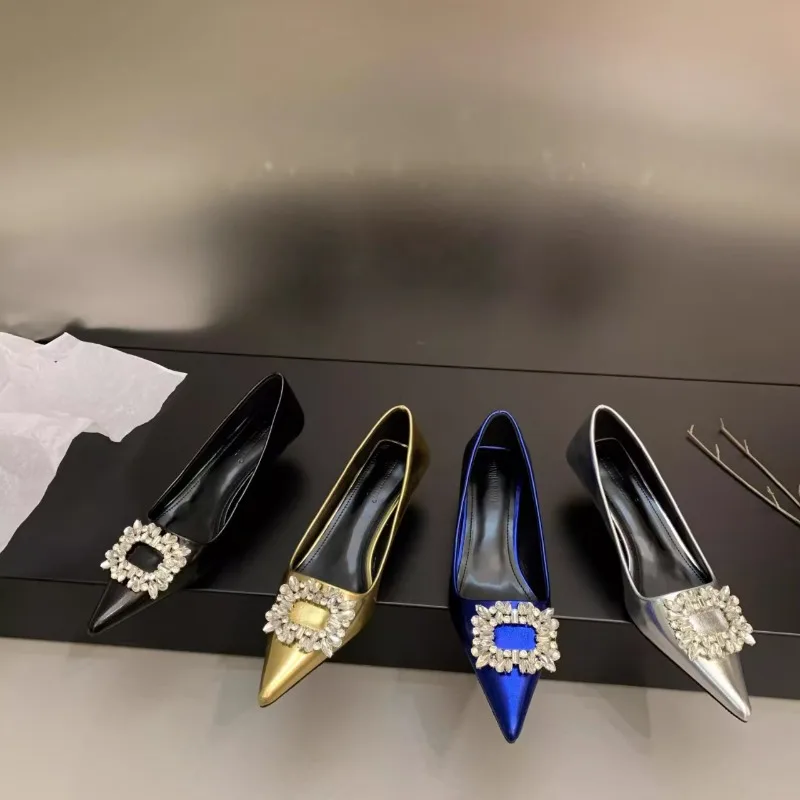 

Сандалии-гладиаторы, женские сандалии-гладиаторы с квадратной пряжкой и стразами, модная повседневная универсальная обувь для вечеринок на низком каблуке и высоком каблуке