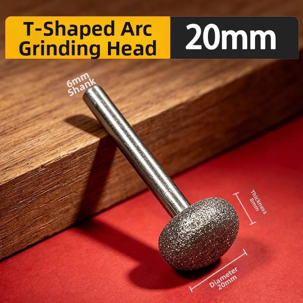 T-Shaped Grinding Head 6mm Shank For Stone Glass Jade Polishing 80 Grit Emery Electric Rotary Tool Accessories
