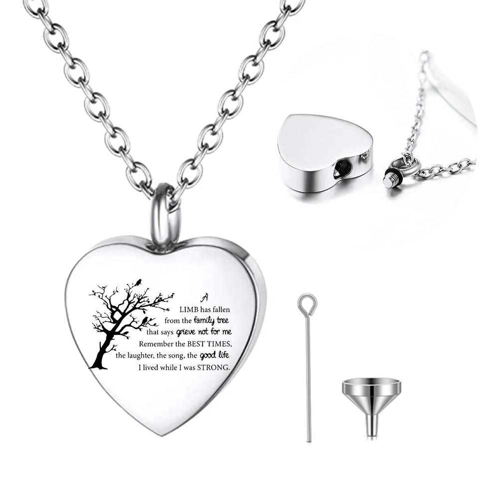 Cremation Jewelry Memorial Locket Necklace for Ashes Stainless steel Keepsake Necklace for Women Men Loved Ones Cremation Jewelr