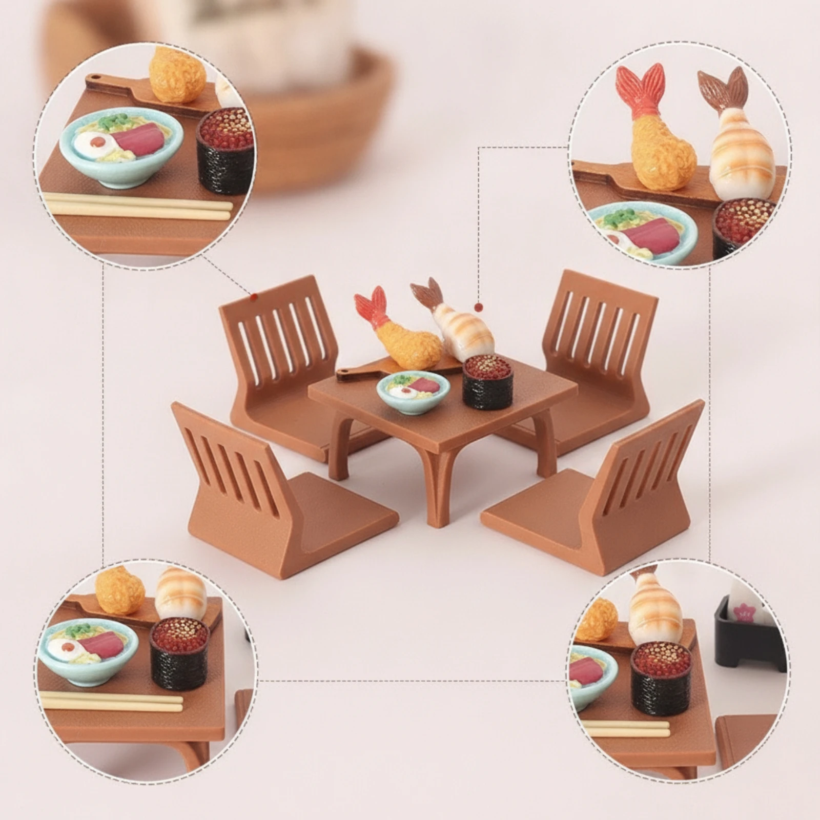 Miniature Low Table Japanese-Style Dollhouse Table Furniture Smooth Ornament Compact for Hobbyists, Diorama