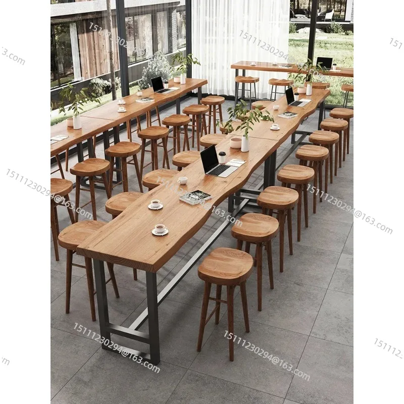 

Bar table Solid wood against the wall Balcony Leisure wine Bar cafe Dessert milk tea shop Commercial combination