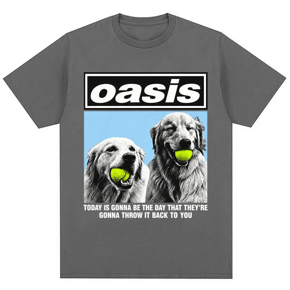 Funny O-Oasis Throw It Back To You Print T Shirt Men Women Hip Hop Gothic Short Sleeve Oversized Cotton Punk T-shirts Streetwear