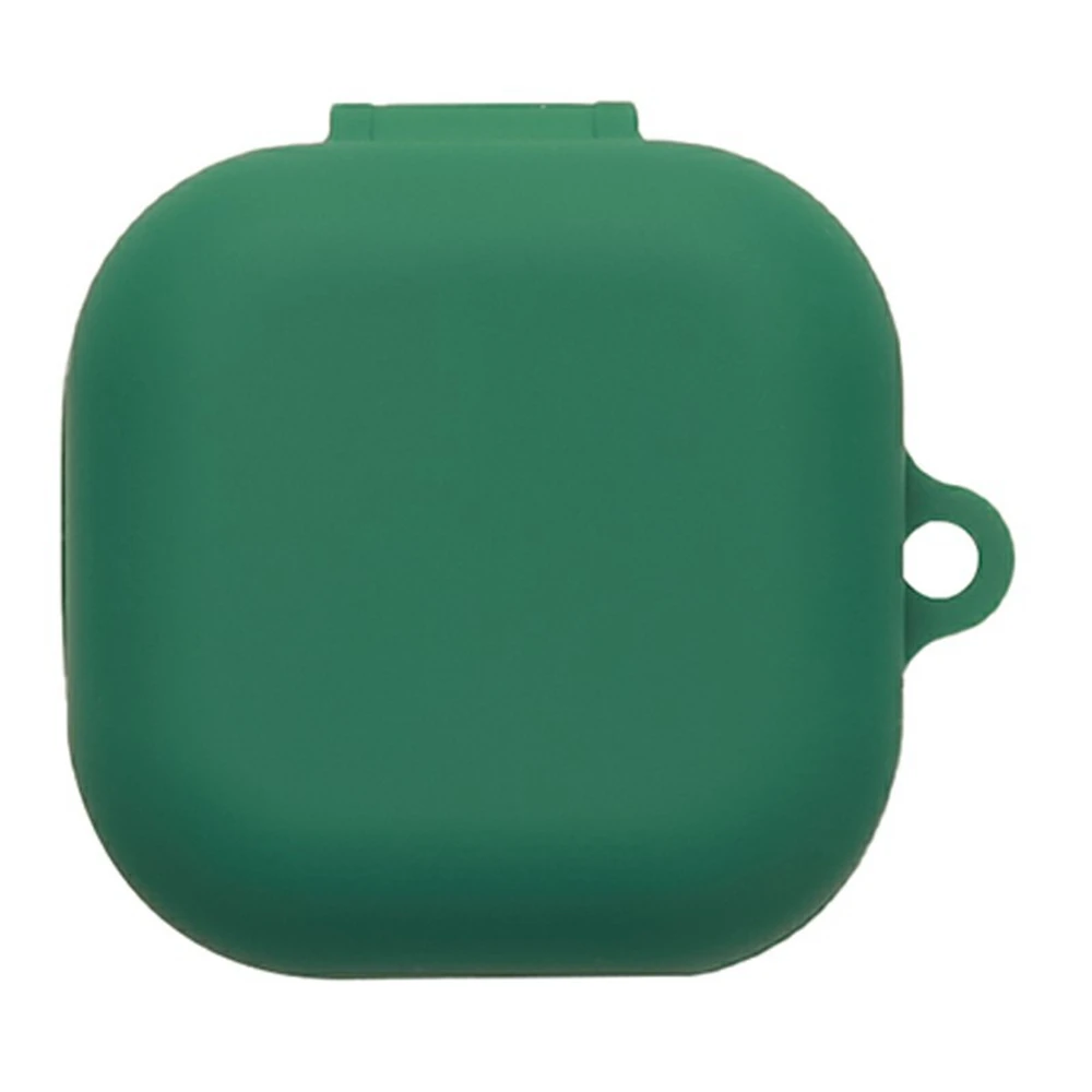 

For Samsung Galaxy Buds4 / Buds4 Pro Silicone Case Wireless Earbuds Protective Cover with Anti-Lost Buckle - Blackish Green