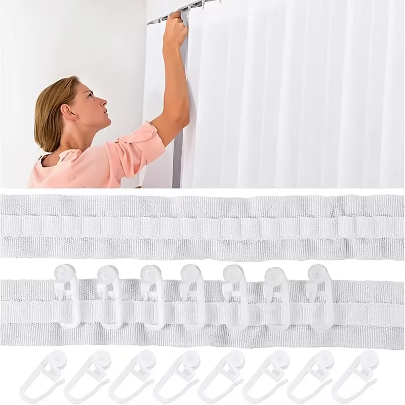 8M Curtain Hemming Tape 30pcs Silent Wheel for Sewing Curtains Hemming Pleat Trim Lace Trim DIY