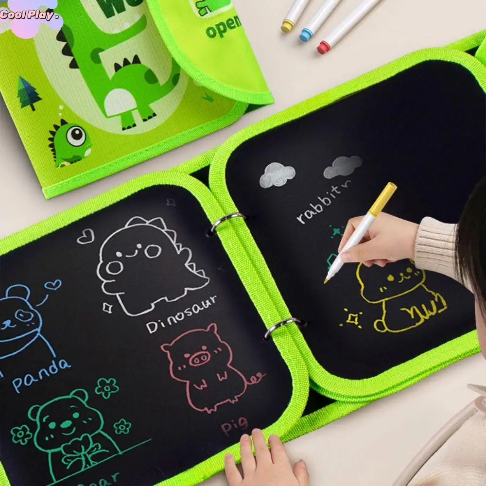 Doodle-Buch, pädagogische Kindertafel, wiederverwendbar, 6 Seiten, Malbücher, Cartoon, löschbares Graffiti-Buch, Kinderspielzeug