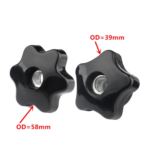 2 uds M6 M8 M10 M12 M14 tuerca de pulgar ciruela baquelita tuercas de apriete manual mango estrella mecánica negra