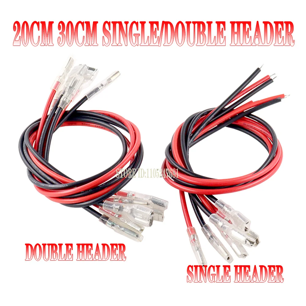 10pcs 20cm 30cm 2.8mm/4.8mm/6.3mm 2.8/4.8/6.3 Female Spade Crimp Terminal Connector With Wire Red Black For Rocker Switch