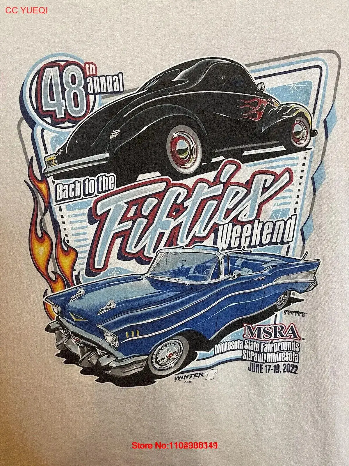 Back To The 50S Fifties Minnesota Car Show 2022 T-Shirt Adult 2XL White