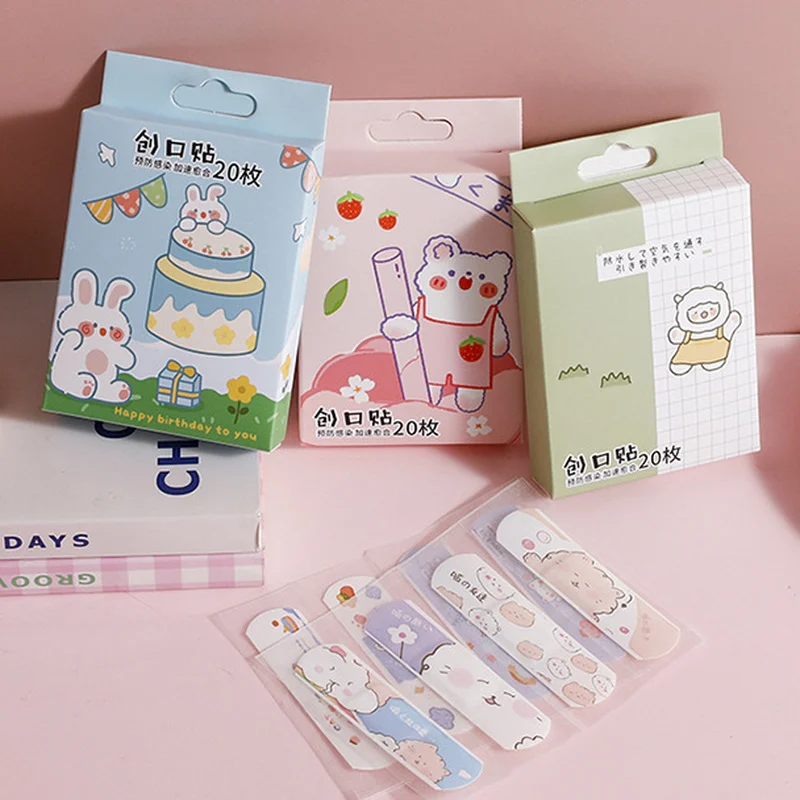 20pcs/box Cartoon Band Aid Kawaii  Strips Wound Dressing Plaster Waterproof Adhesive Bandages First Aid Patches