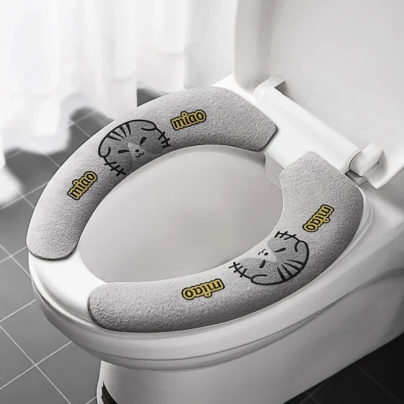 2pcs Cartoon Printed Toilet Sticker, Household Four Seasons Washable Toilet Mat, Universal Toilet Seat Cover