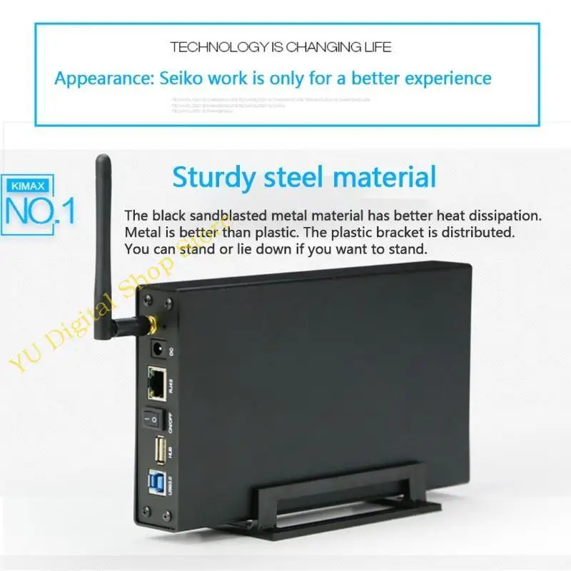 

96BA Blueendless 3.5-inch Hard Disk Enclosure Box for Smart NAS Net Server Storage USB3.0 Rj45 for DC 1