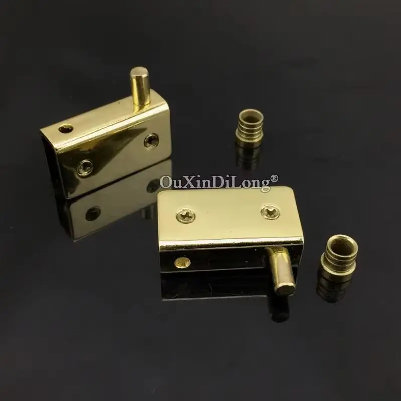 Durable 10Pairs Stainless Steel Gold Glass Cabinet Hinges Shopping Mall Jewelry Display Cabinet Door Pivot Hinge for 5~8mm Glass
