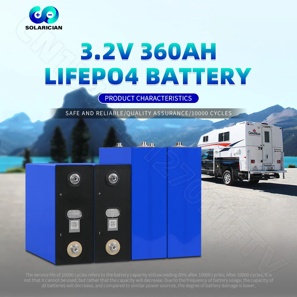 LFP 360Ah LiFePO4 Battery 3.2V 10000 Deep Cycle DIY 12V 24V 48V Cell Pack For Home Solar Energy Storage System ESS RV EV Camping