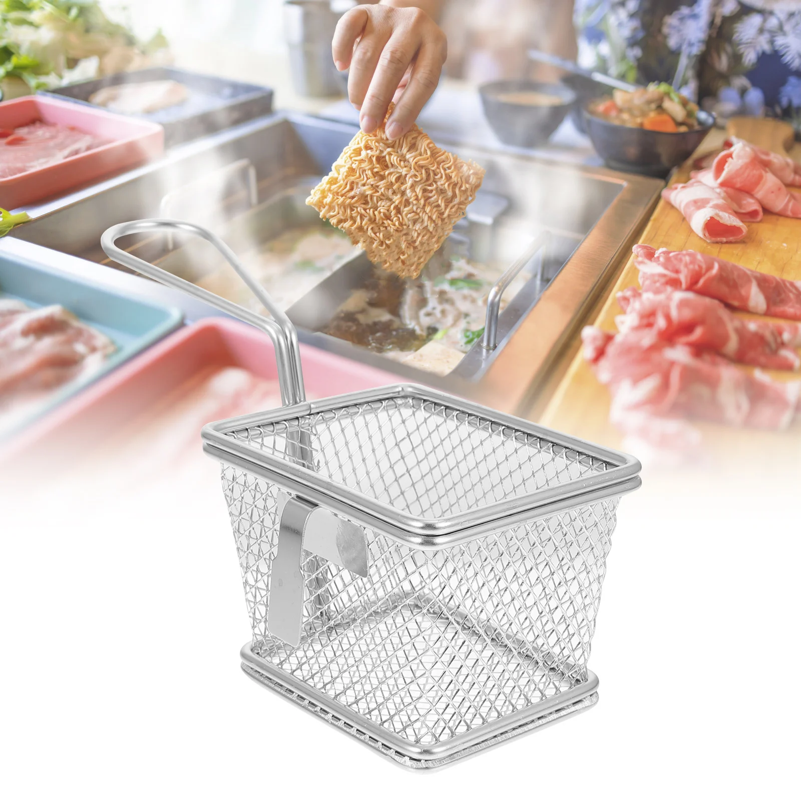 

1pc Stainless Steel Mesh Colanders Colander Mesh Net Sieve Hook For Home Restaurant Kitchen Use Colanders For Hot Pot