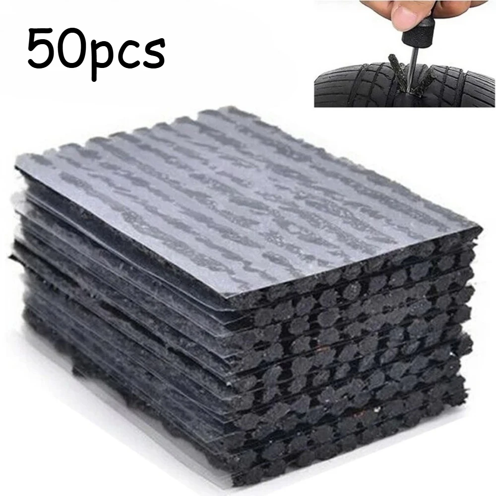 AliExpress NONE 50pcs Tubeless Tire Repair Strips – Rubber Plug Cords for Puncture Fix, Uses for Car Bike Motorcycle Emergency Leak Sealing